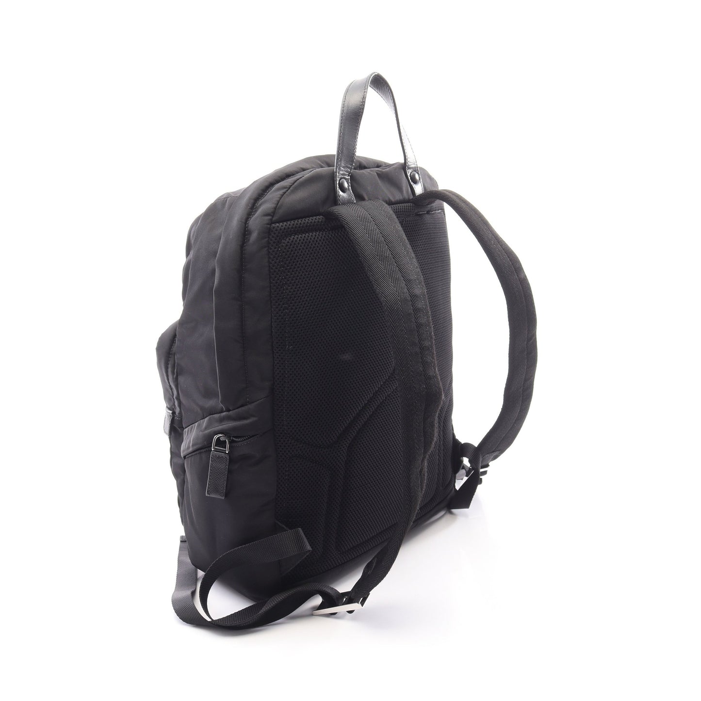 Re-Nylon バックパック リュックサック ナイロン サフィアーノレザー ブラック プラダ バッグ PRADA