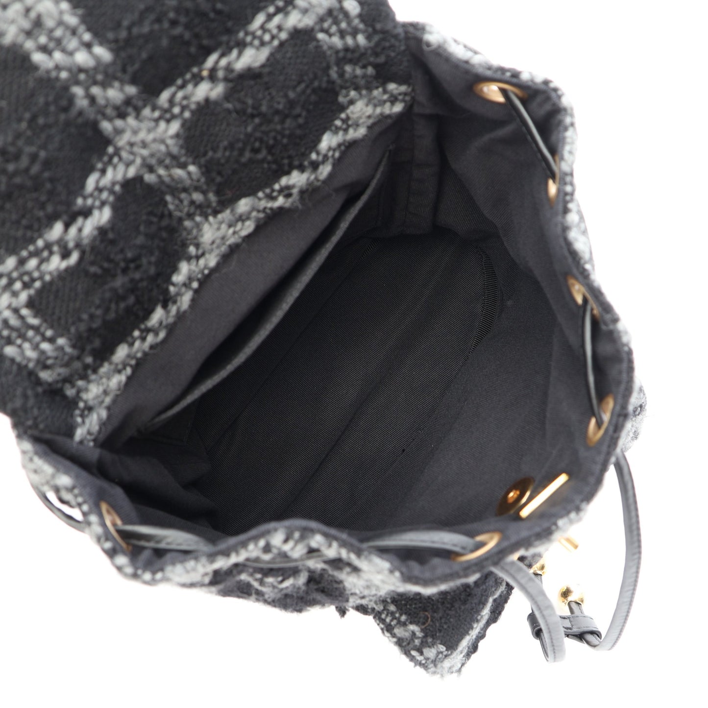 ココマーク バックパック リュックサック ウール ブラック グレー ゴールド金具 シャネル バッグ CHANEL