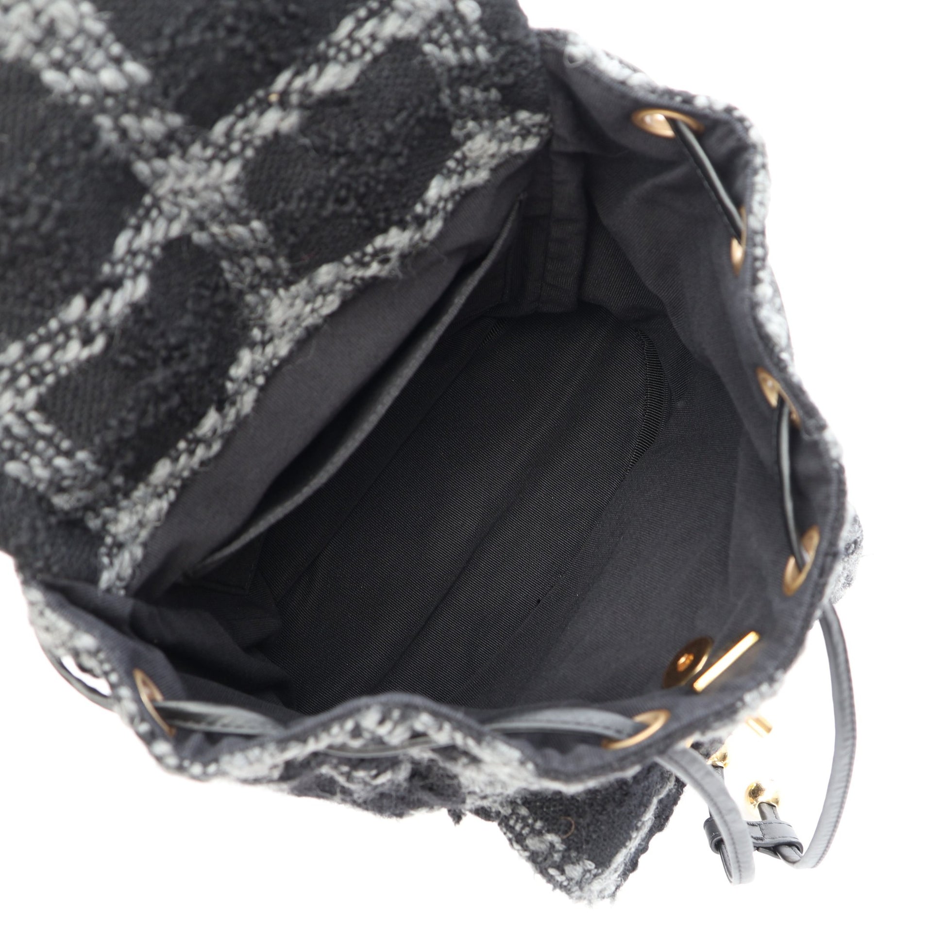 ココマーク バックパック リュックサック ウール ブラック グレー ゴールド金具 シャネル バッグ CHANEL