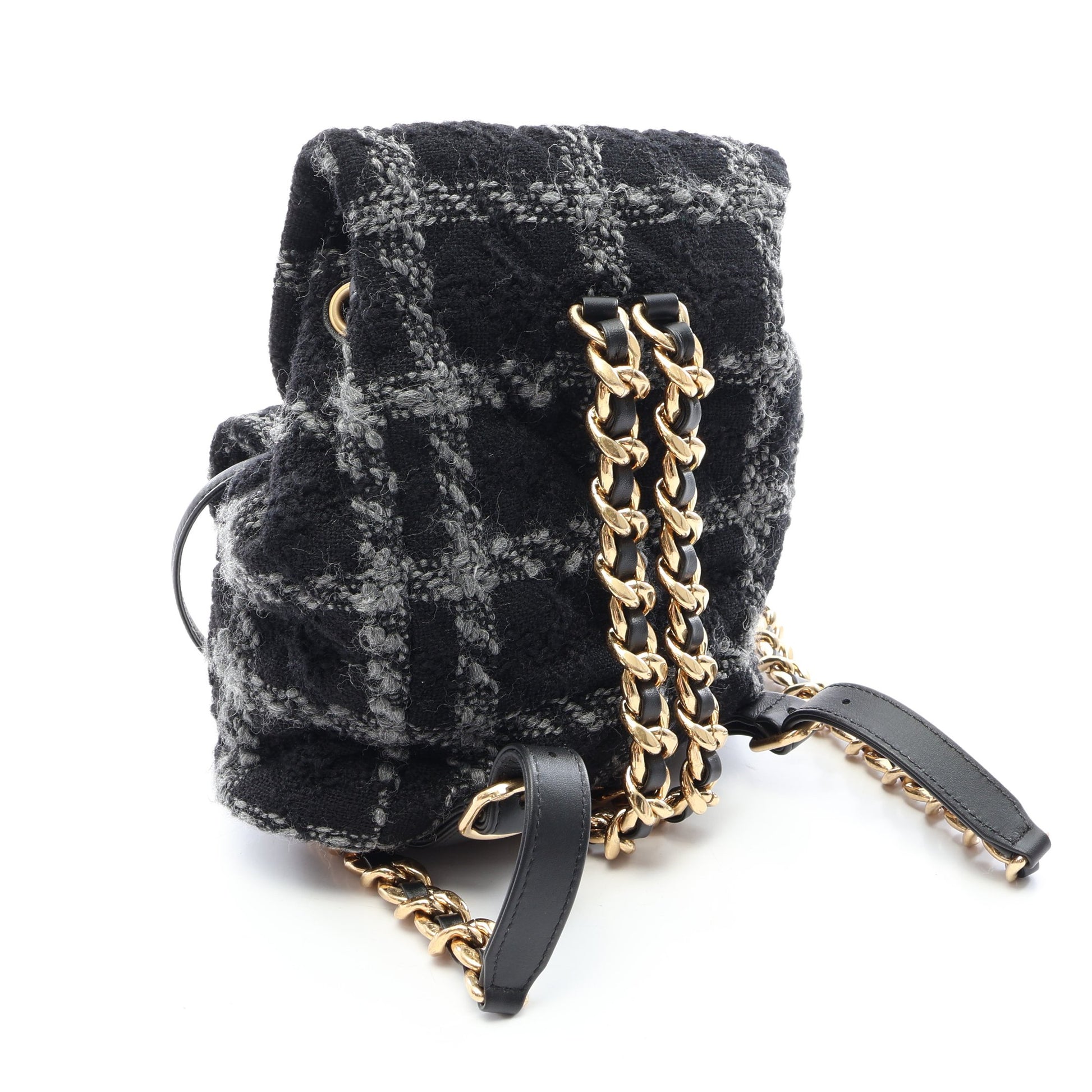 ココマーク バックパック リュックサック ウール ブラック グレー ゴールド金具 シャネル バッグ CHANEL