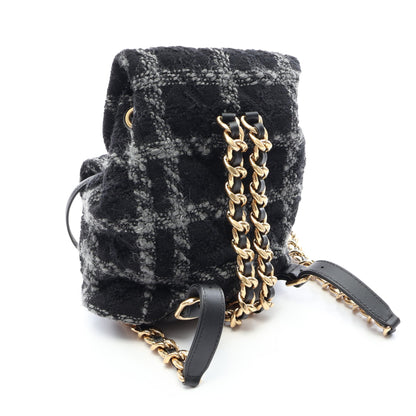 ココマーク バックパック リュックサック ウール ブラック グレー ゴールド金具 シャネル バッグ CHANEL