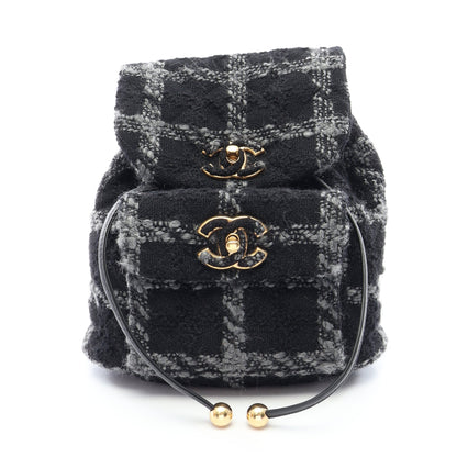 ココマーク バックパック リュックサック ウール ブラック グレー ゴールド金具 シャネル バッグ CHANEL
