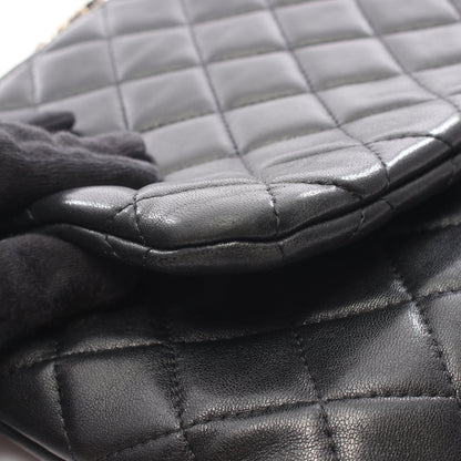 マトラッセ チェーンショルダーバッグ ラムスキン ブラック ゴールド金具 シャネル