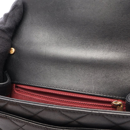 CHANEL19 マトラッセ トップハンドル 2WAY チェーンショルダーバッグ ラムスキン ブラック ゴールド金具 シャネル