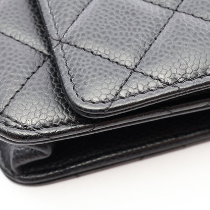 マトラッセ チェーンウォレット キャビアスキン ブラック ゴールド金具 シャネル