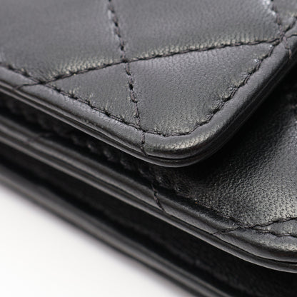 マトラッセ チェーンウォレット ラムスキン ブラック シルバー金具 シャネル