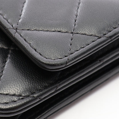 マトラッセ チェーンウォレット ラムスキン ブラック シルバー金具 シャネル