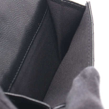 マトラッセ スモール フラップ ウォレット 三つ折り財布 キャビアスキン ブラック ゴールド金具 シャネル