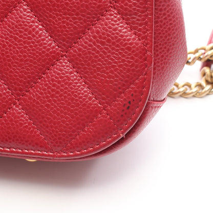 マトラッセ トップハンドル 2WAY チェーンショルダーバッグ キャビアスキン レッド ゴールド金具 シャネル