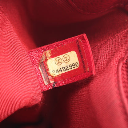 マトラッセ トップハンドル 2WAY チェーンショルダーバッグ キャビアスキン レッド ゴールド金具 シャネル