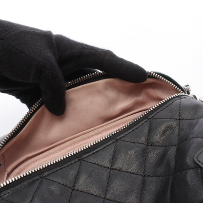 マトラッセ チェーンショルダーバッグ ラムスキン ブラック シルバー金具 シャネル
