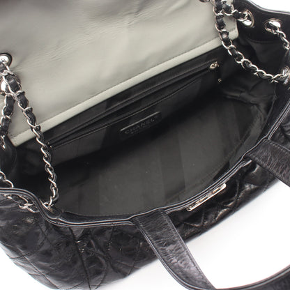ポートベロー 2WAY チェーンショルダーバッグ レザー ブラック グレー シルバー金具 シャネル