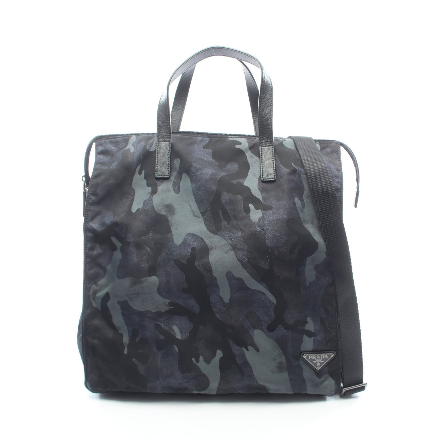 TESSUTO CAMOUFL 2WAY ハンドバッグ トートバッグ ナイロン サフィアーノレザー ブラック マルチカラー プラダ