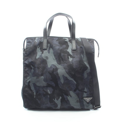 TESSUTO CAMOUFL 2WAY ハンドバッグ トートバッグ ナイロン サフィアーノレザー ブラック マルチカラー プラダ