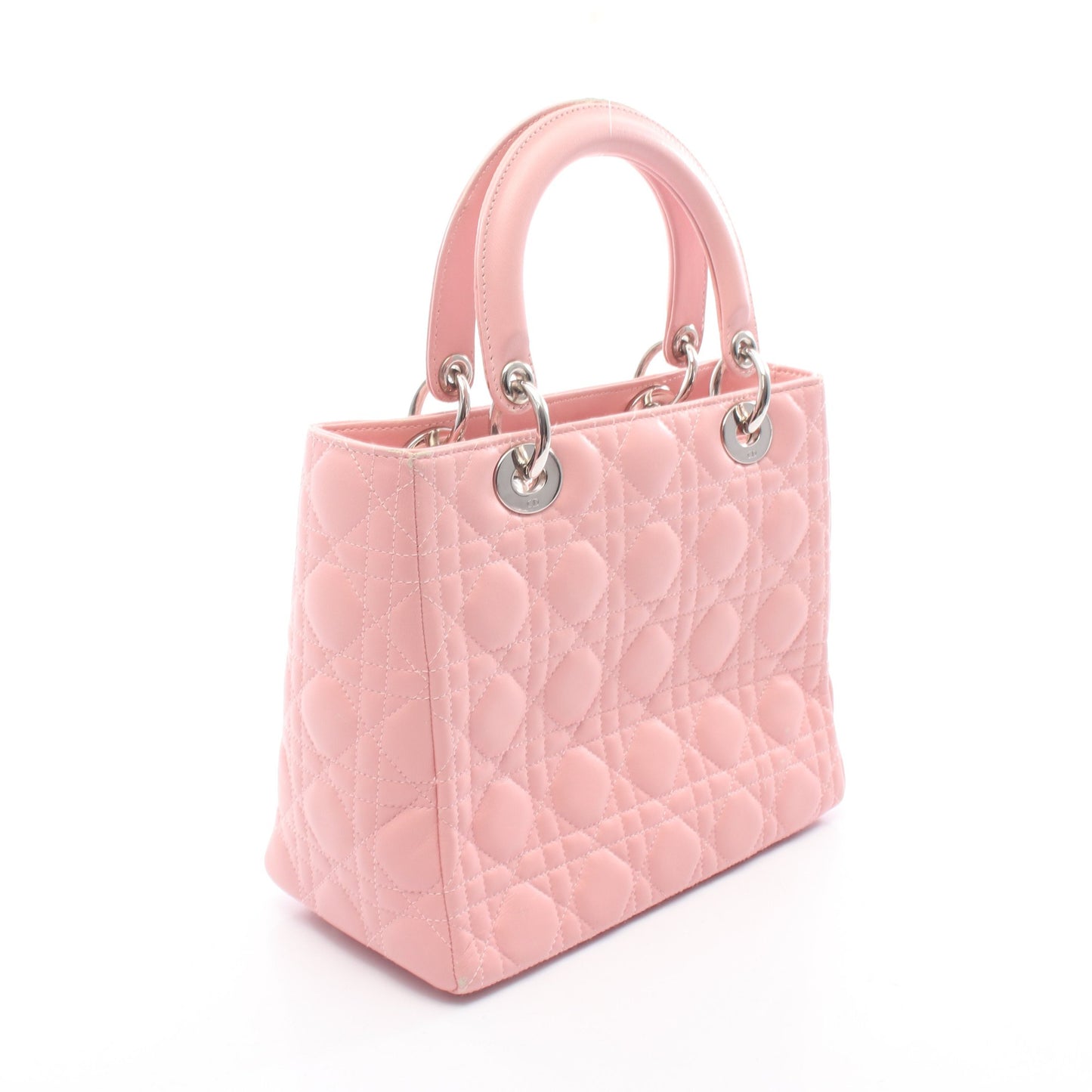 LADY DIOR レディディオール ミディアム カナージュ 2WAY ハンドバッグ レザー ピンク クリスチャンディオール