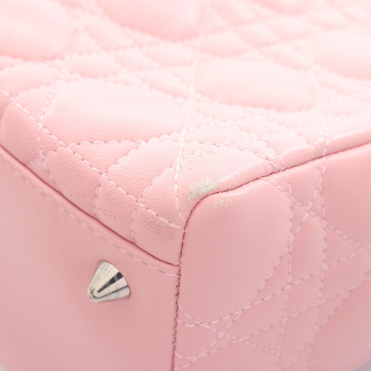 LADY DIOR レディディオール ミディアム カナージュ 2WAY ハンドバッグ レザー ピンク クリスチャンディオール