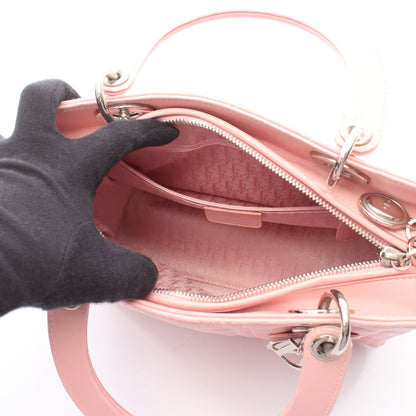 LADY DIOR レディディオール ミディアム カナージュ 2WAY ハンドバッグ レザー ピンク クリスチャンディオール