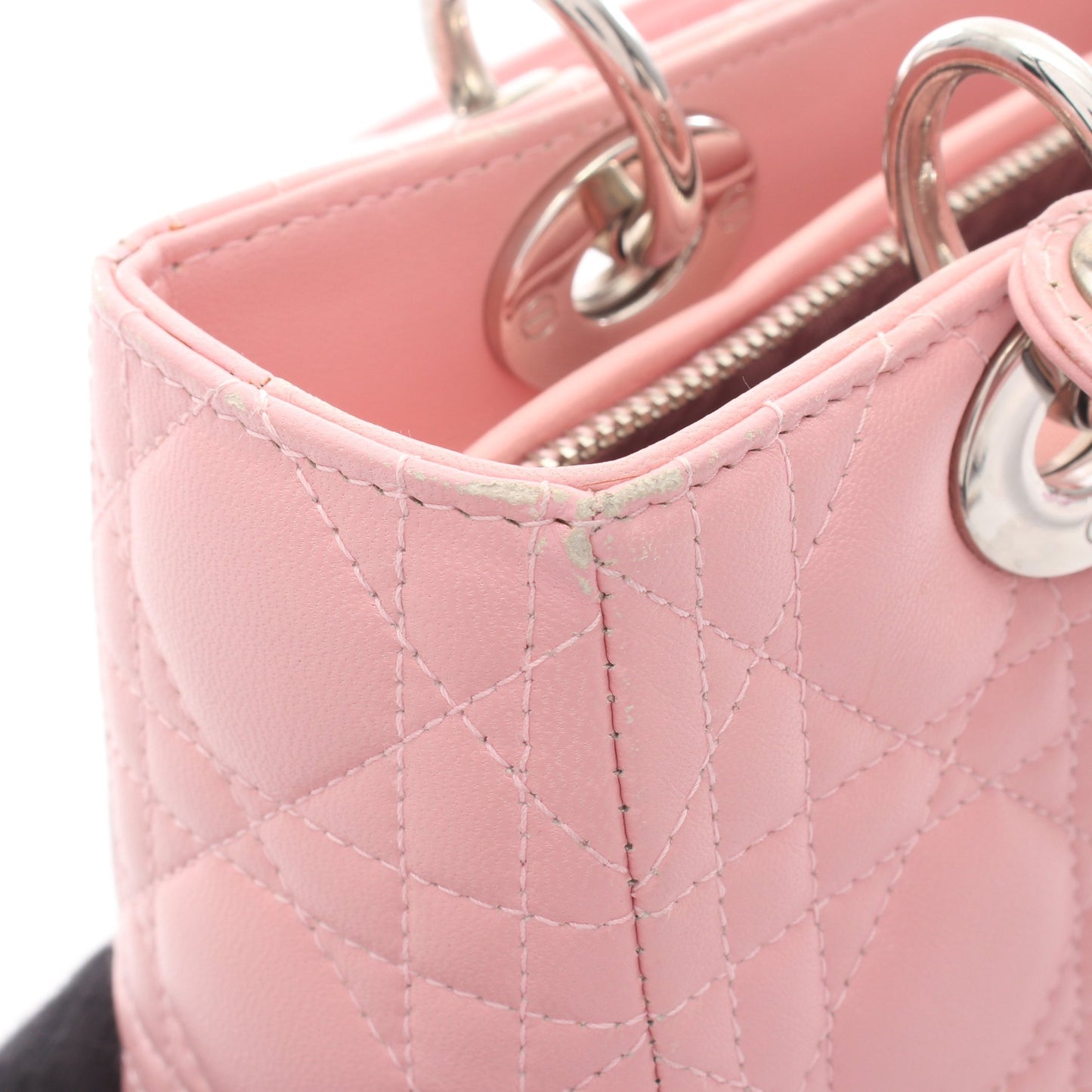 LADY DIOR レディディオール ミディアム カナージュ 2WAY ハンドバッグ レザー ピンク クリスチャンディオール