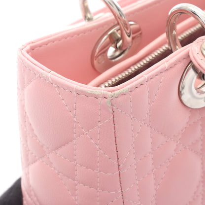 LADY DIOR レディディオール ミディアム カナージュ 2WAY ハンドバッグ レザー ピンク クリスチャンディオール
