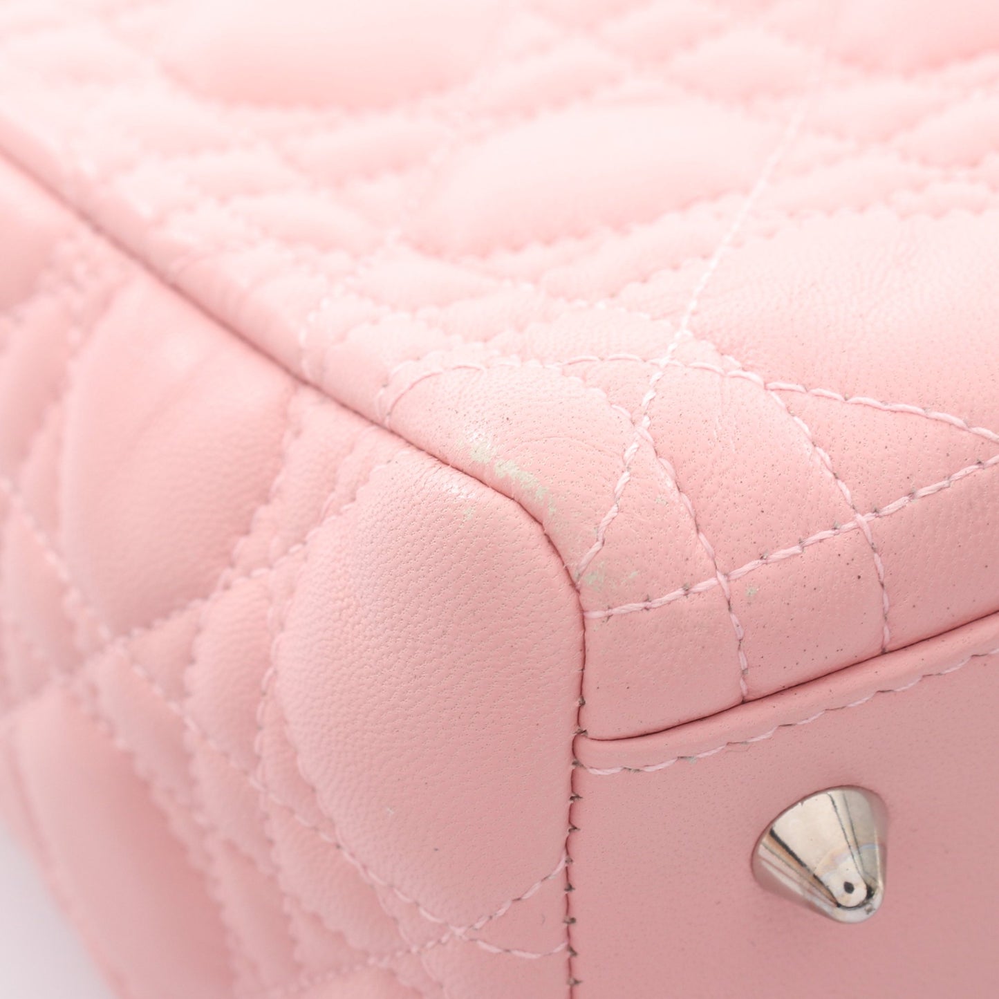 LADY DIOR レディディオール ミディアム カナージュ 2WAY ハンドバッグ レザー ピンク クリスチャンディオール