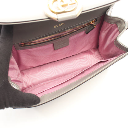 ダブルG ショルダーバッグ レザー グレー グッチ