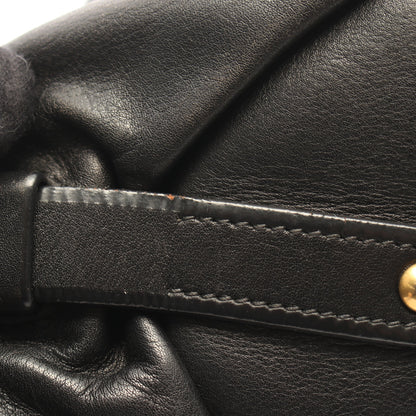 メタルロゴ 2WAY ハンドバッグ レザー ブラック プラダ