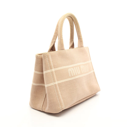 CANVAS LOGO 2WAY ハンドバッグ トートバッグ キャンバス ベージュ アイボリー ミュウミュウ