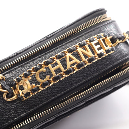 マトラッセ バニティバッグ 2WAY チェーンショルダーバッグ キャビアスキン ブラック ゴールド金具 シャネル