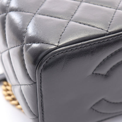 マトラッセ バニティ チェーンショルダーバッグ ラムスキン ブラック ゴールド金具 シャネル バッグ CHANEL