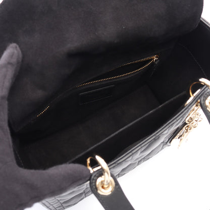 LADY DIOR レディディオール ミディアム カナージュ 2WAY ハンドバッグ レザー ブラック クリスチャンディオール