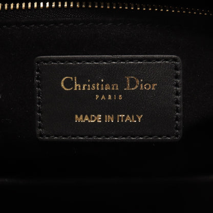 LADY DIOR レディディオール ミディアム カナージュ 2WAY ハンドバッグ レザー ブラック クリスチャンディオール