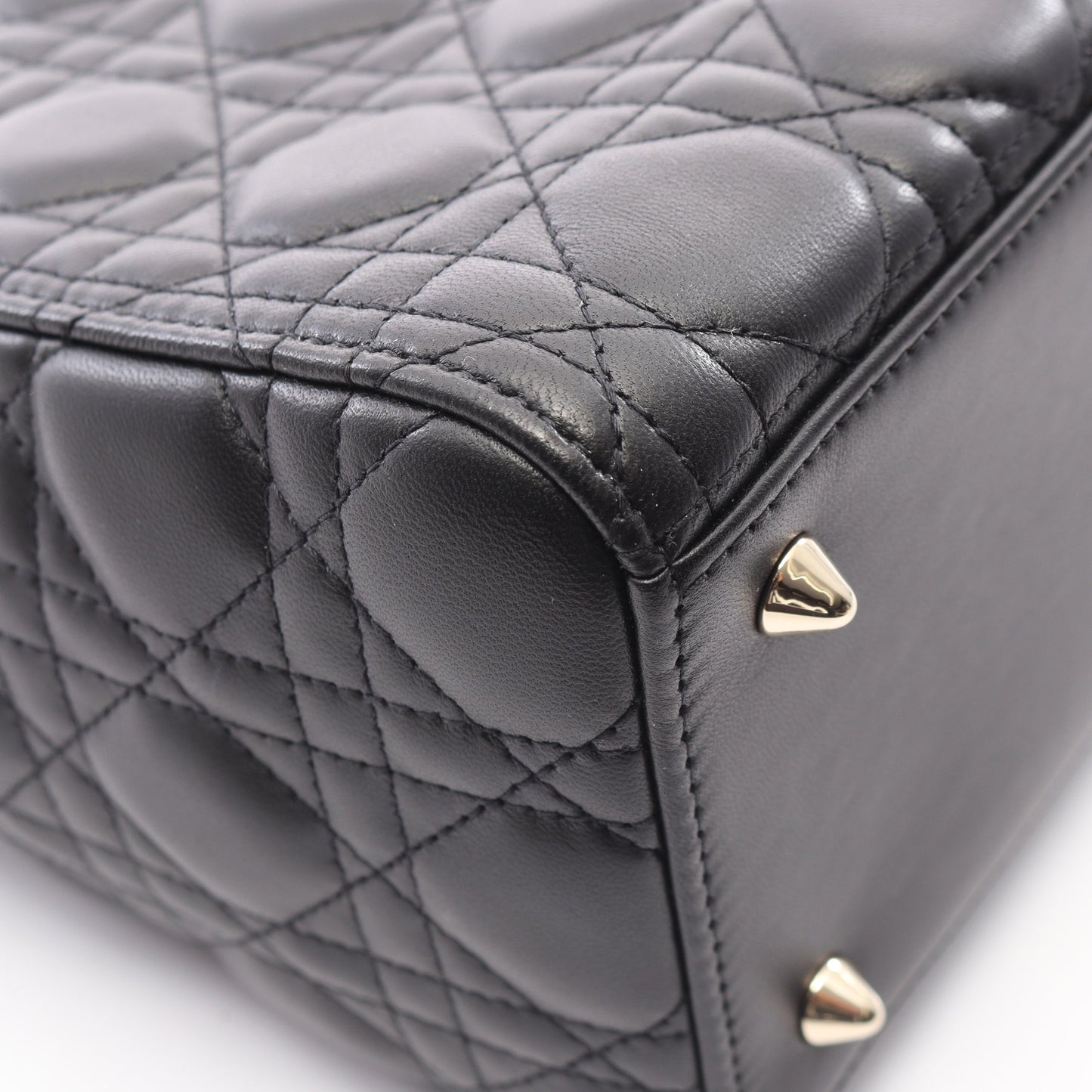 LADY DIOR レディディオール ミディアム カナージュ 2WAY ハンドバッグ レザー ブラック クリスチャンディオール