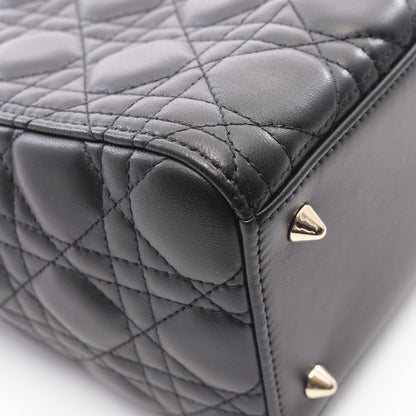 LADY DIOR レディディオール ミディアム カナージュ 2WAY ハンドバッグ レザー ブラック クリスチャンディオール