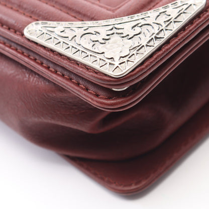 ボーイシャネル チェーンショルダーバッグ レザー ボルドー シルバー金具 シャネル