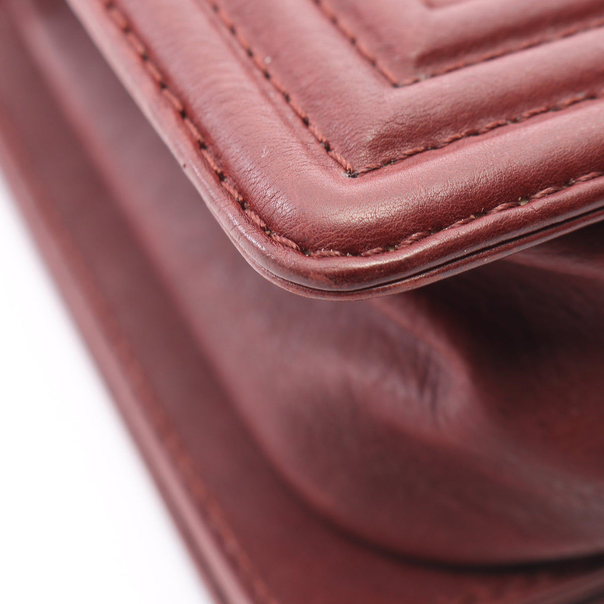 ボーイシャネル チェーンショルダーバッグ レザー ボルドー シルバー金具 シャネル