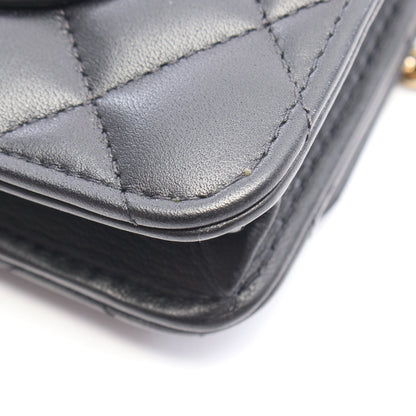 マトラッセ チェーンウォレット ラムスキン ブラック ゴールド金具 シャネル