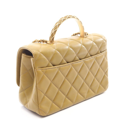 マトラッセ トップハンドル 2WAY チェーンショルダーバッグ ラムスキン カーキグリーン ゴールド金具 シャネル