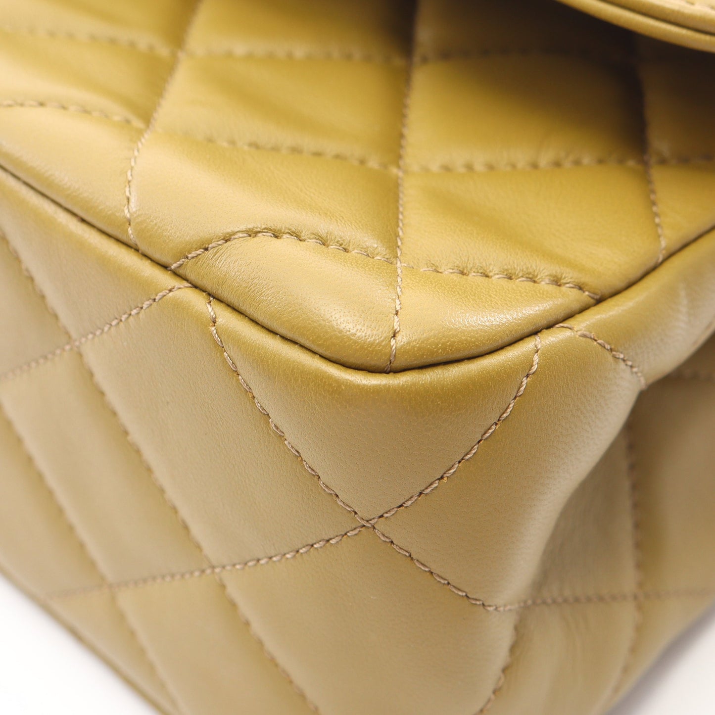 マトラッセ トップハンドル 2WAY チェーンショルダーバッグ ラムスキン カーキグリーン ゴールド金具 シャネル