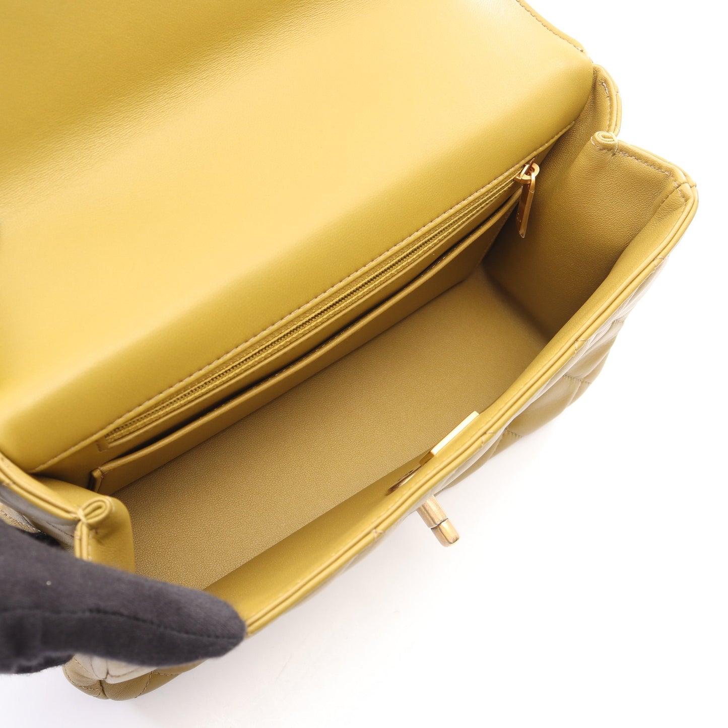 マトラッセ トップハンドル 2WAY チェーンショルダーバッグ ラムスキン カーキグリーン ゴールド金具 シャネル