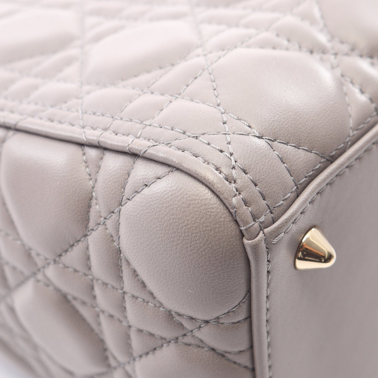 LADY DIOR レディディオール カナージュ 2WAY ハンドバッグ レザー グレー クリスチャンディオール