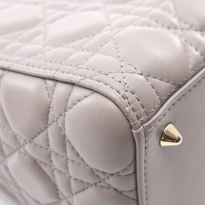 LADY DIOR レディディオール カナージュ 2WAY ハンドバッグ レザー グレー クリスチャンディオール