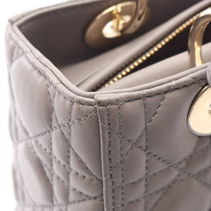 LADY DIOR レディディオール カナージュ 2WAY ハンドバッグ レザー グレー クリスチャンディオール