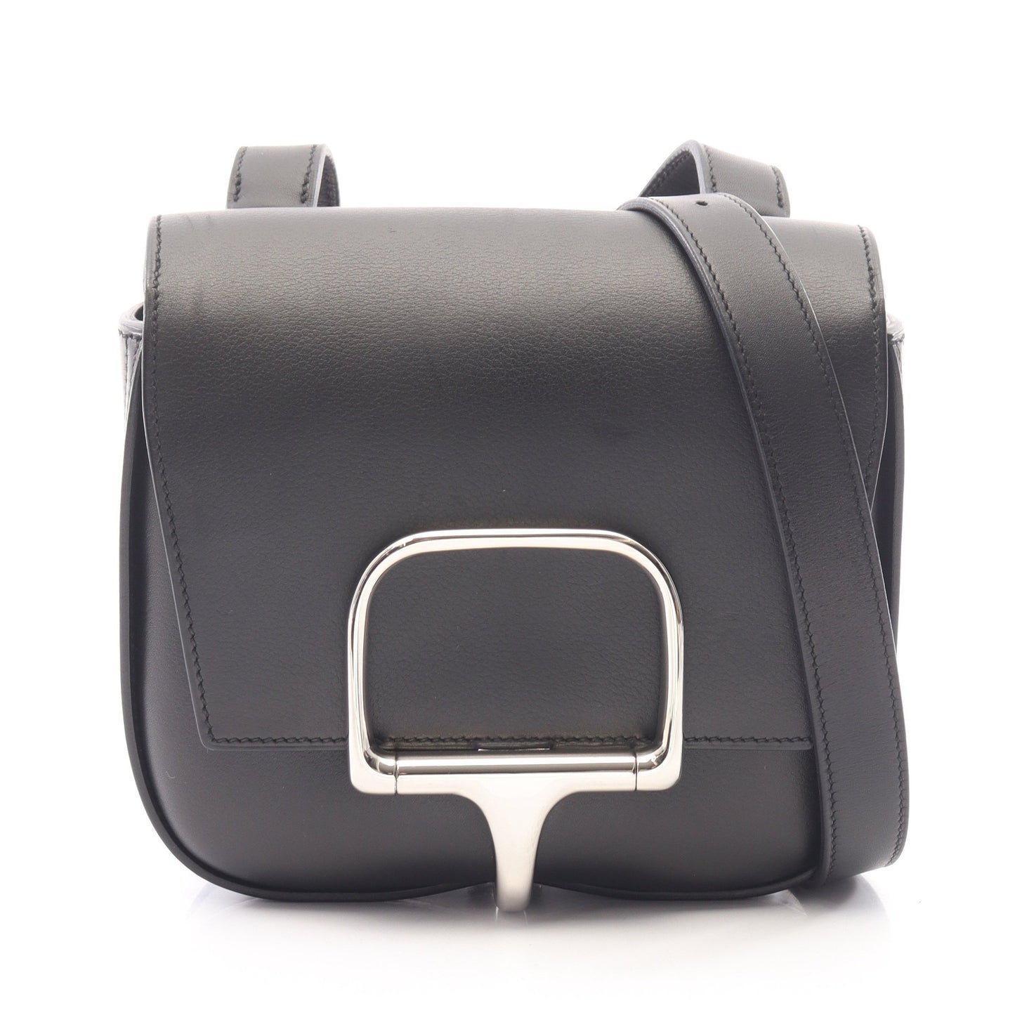 デッラ カヴァッレリア ミニ ショルダーバッグ エバーグレイン ブラック シルバー金具 Z刻印 エルメス