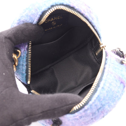 シャネル19 マトラッセ コンビ金具 2WAY チェーンショルダーバッグ ツイード ラムスキン ライトパープル ブラック シャネル
