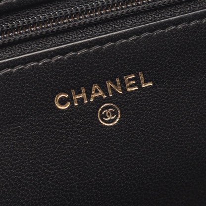 マトラッセ チェーンウォレット ラムスキン ブラック ゴールド金具 シャネル