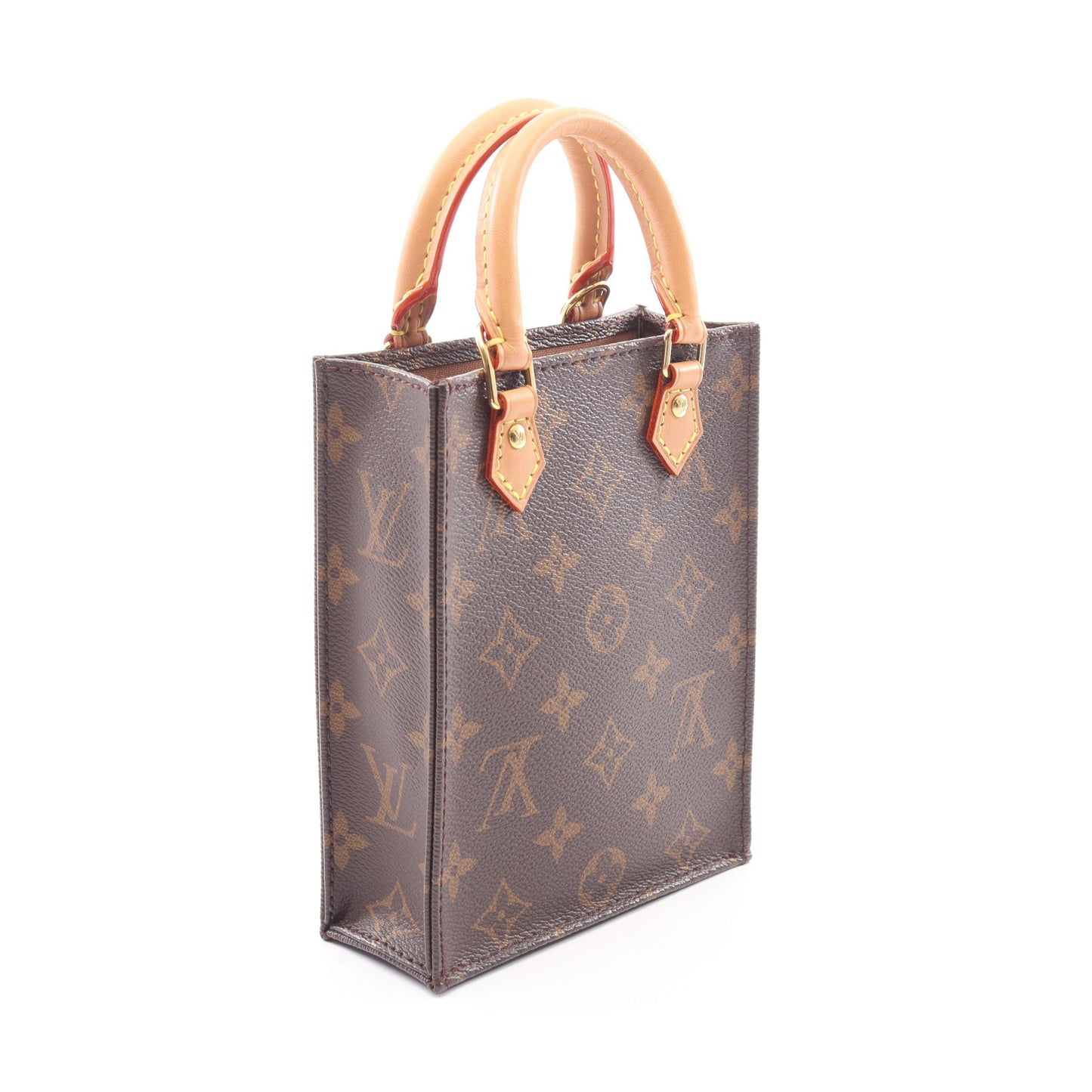 プティット サックプラ モノグラム 2WAY ハンドバッグ PVC レザー ブラウン ルイヴィトン バッグ LOUIS VUITTON