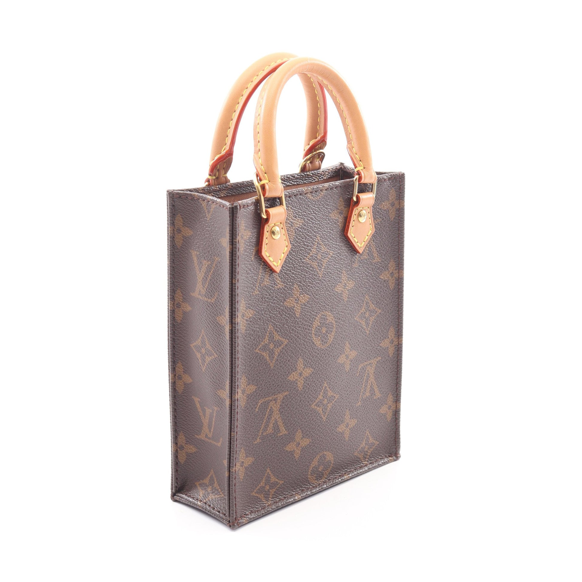 プティット サックプラ モノグラム 2WAY ハンドバッグ PVC レザー ブラウン ルイヴィトン バッグ LOUIS VUITTON