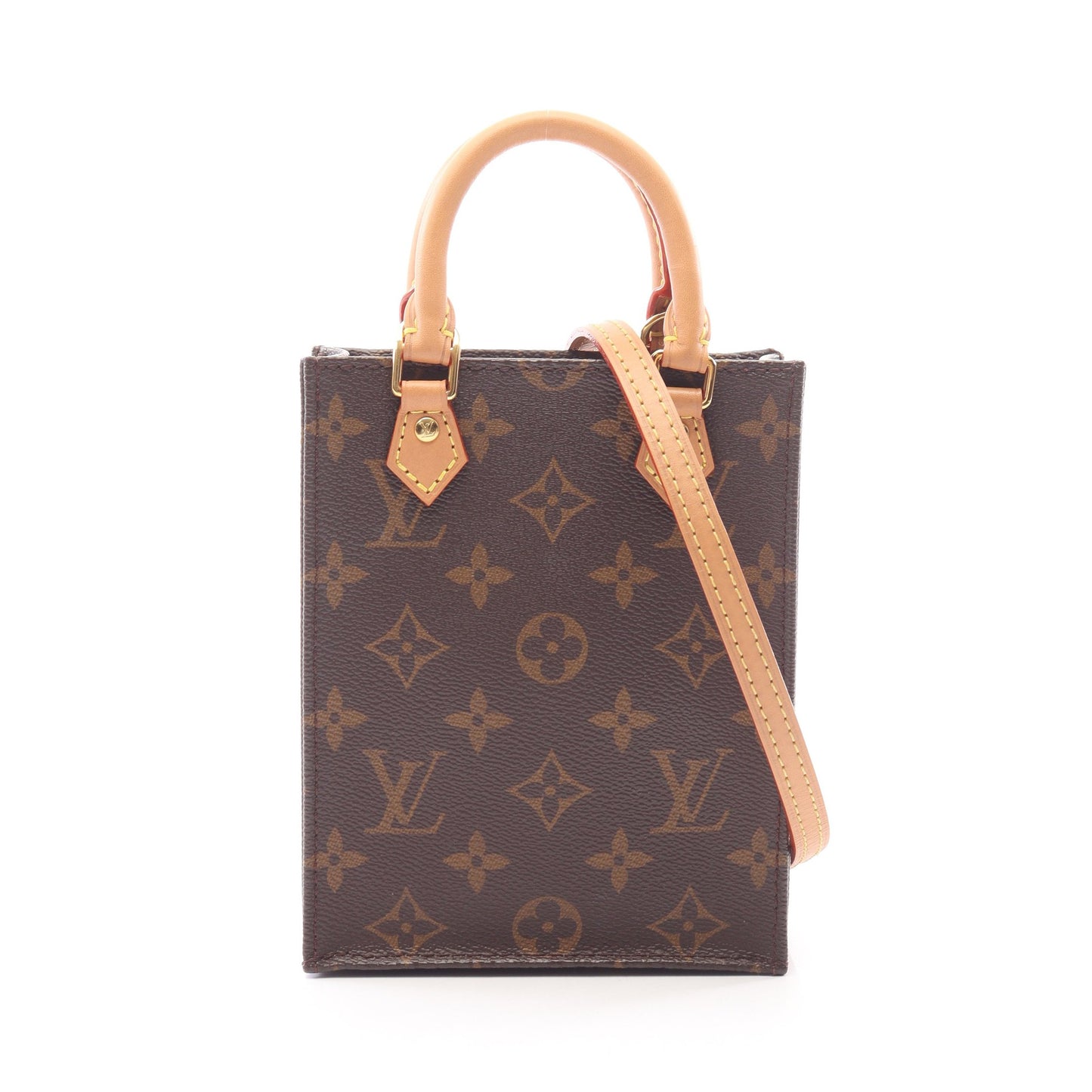 プティット サックプラ モノグラム 2WAY ハンドバッグ PVC レザー ブラウン ルイヴィトン バッグ LOUIS VUITTON
