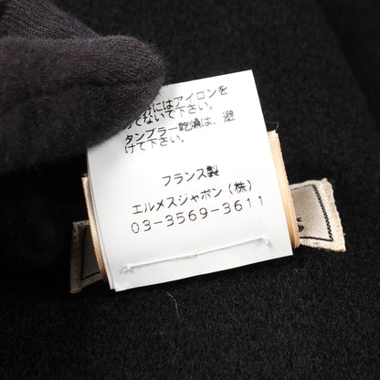 セリエボタン ブルゾン カシミヤ レザー ブラック ダークブラウン エルメス