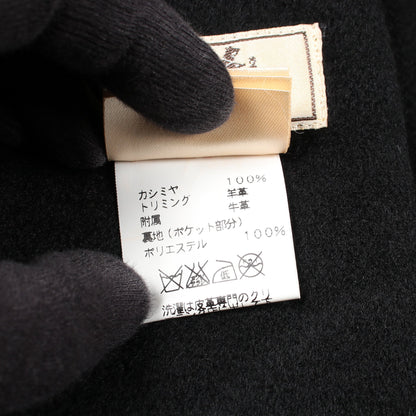 セリエボタン ブルゾン カシミヤ レザー ブラック ダークブラウン エルメス